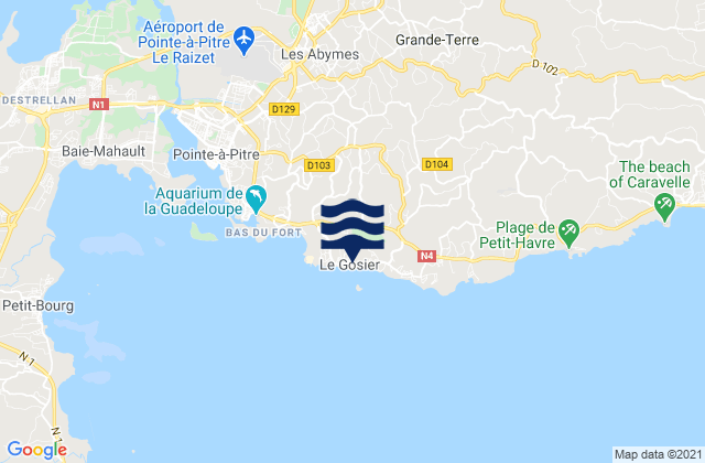 Mapa da tábua de marés em Le Gosier, Guadeloupe