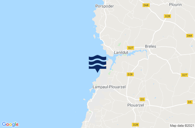 Mapa da tábua de marés em Le Gouerou, France