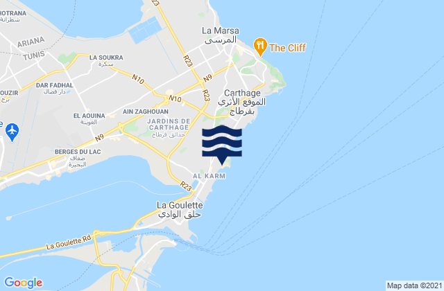 Mapa da tábua de marés em Le Kram, Tunisia