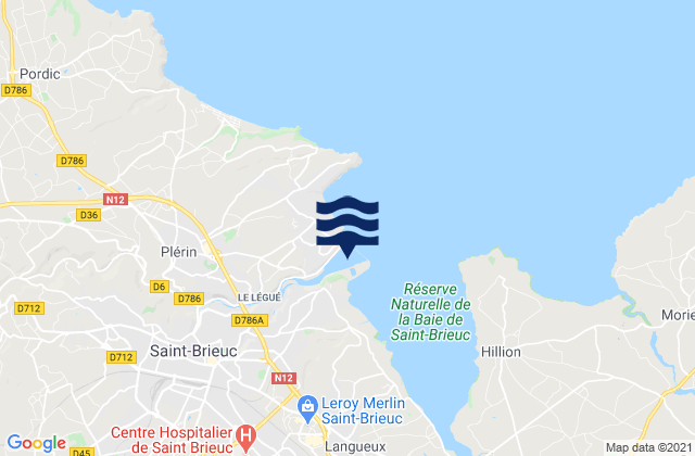 Mapa da tábua de marés em Le Legue entrance, France