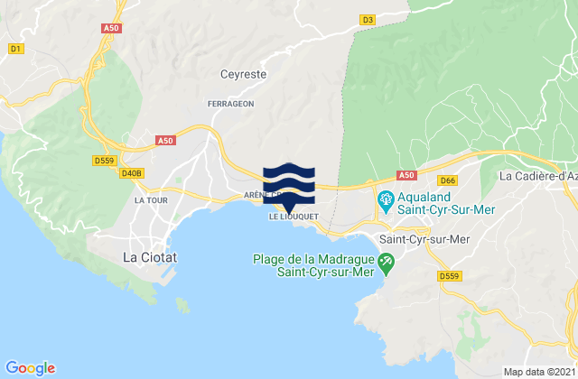 Mapa da tábua de marés em Le Liouquet, France