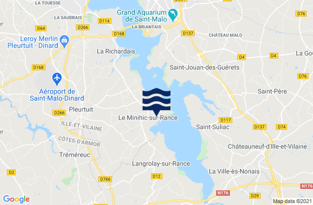 Mapa da tábua de marés em Le Minihic-sur-Rance, France