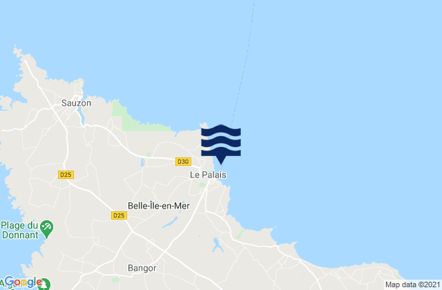 Mapa da tábua de marés em Le Palais (Belle Ile), France