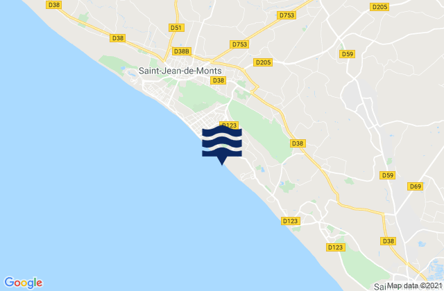Mapa da tábua de marés em Le Perrier, France