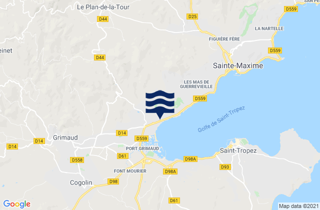 Mapa da tábua de marés em Le Plan-de-la-Tour, France