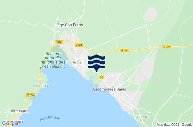 Mapa da tábua de marés em Le Porge, France