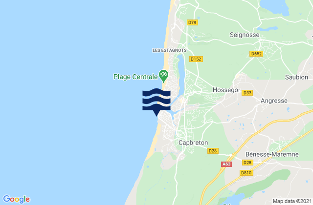 Mapa da tábua de marés em Le Prevent, France