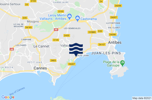 Mapa da tábua de marés em Le Rouret, France