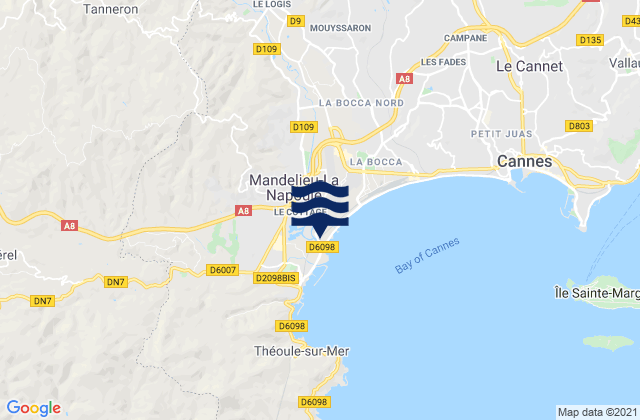 Mapa da tábua de marés em Le Tignet, France