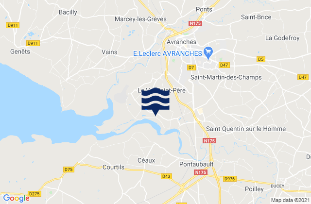 Mapa da tábua de marés em Le Val-Saint-Père, France