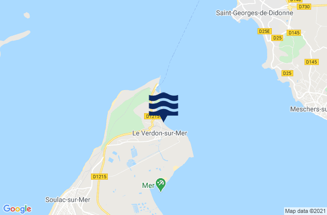 Mapa da tábua de marés em Le Verdon, France