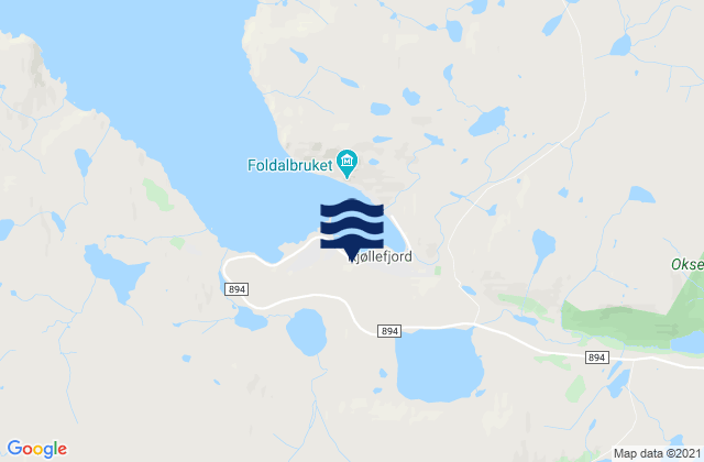 Mapa da tábua de marés em Lebesby, Norway
