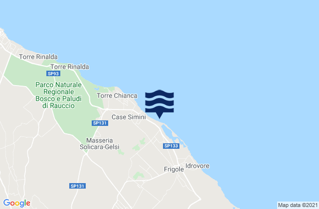 Mapa da tábua de marés em Lecce, Italy