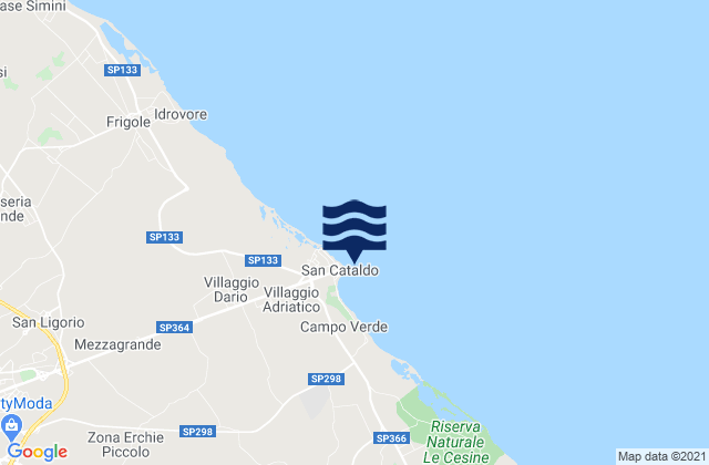 Mapa da tábua de marés em Leece, Italy