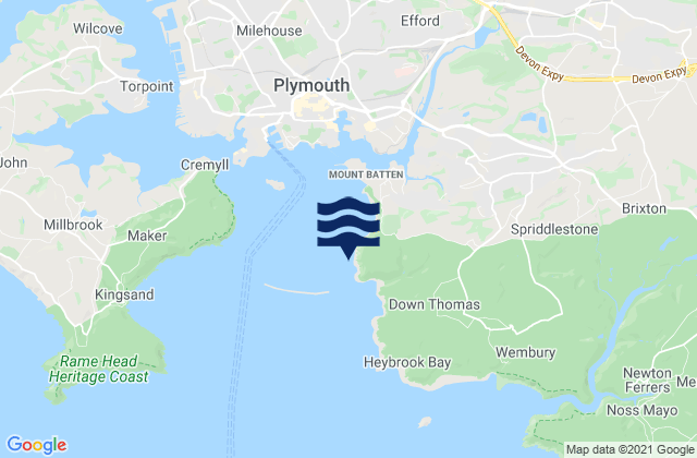 Mapa da tábua de marés em Leekbed Bay, United Kingdom