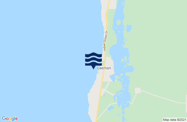 Mapa da tábua de marés em Leeman, Australia