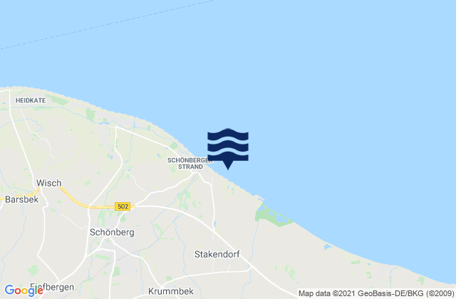 Mapa da tábua de marés em Lehmkuhlen, Germany