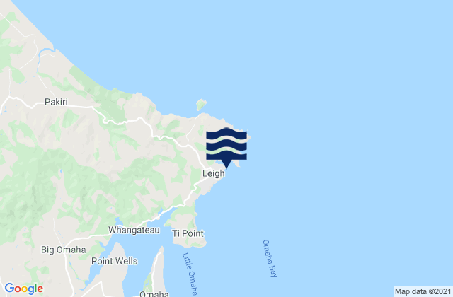 Mapa da tábua de marés em Leigh, New Zealand