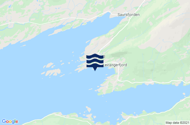 Mapa da tábua de marés em Leinesfjorden, Norway