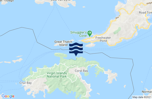 Mapa da tábua de marés em Leinster Point Leinster Bay St. Johns, U.S. Virgin Islands