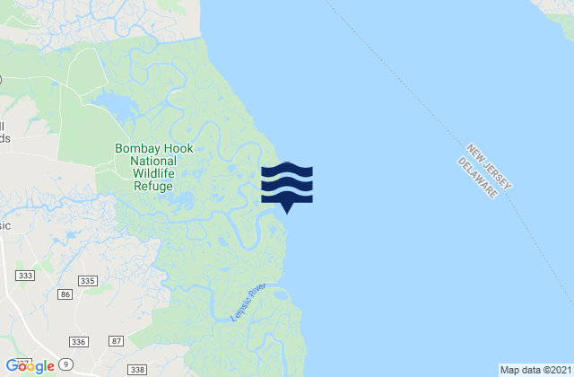 Mapa da tábua de marés em Leipsic River entrance, United States