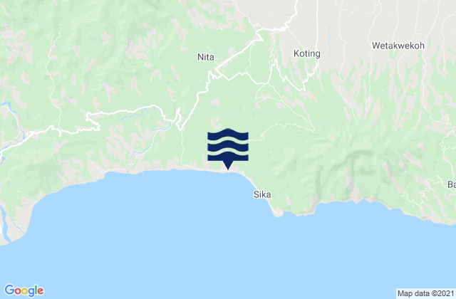 Mapa da tábua de marés em Lela, Indonesia