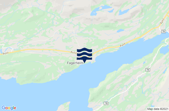 Mapa da tábua de marés em Leland, Norway