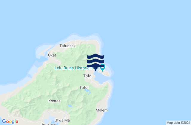 Mapa da tábua de marés em Lele Harbor Kusaie Island, Micronesia