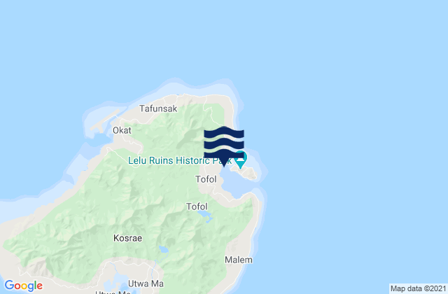 Mapa da tábua de marés em Lele Harbor, Micronesia