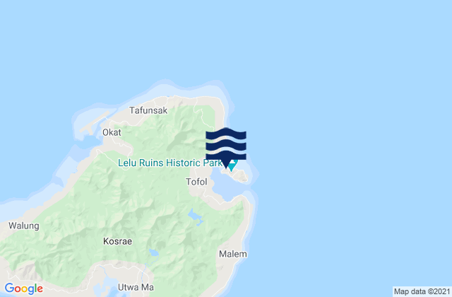 Mapa da tábua de marés em Lelu, Micronesia