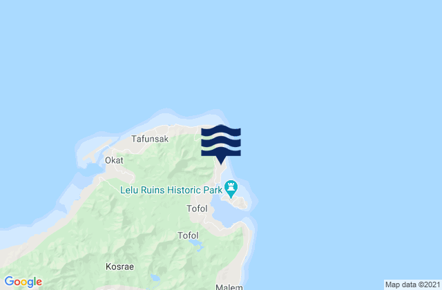 Mapa da tábua de marés em Lelu Municipality, Micronesia