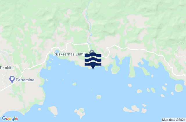 Mapa da tábua de marés em Lemito, Indonesia