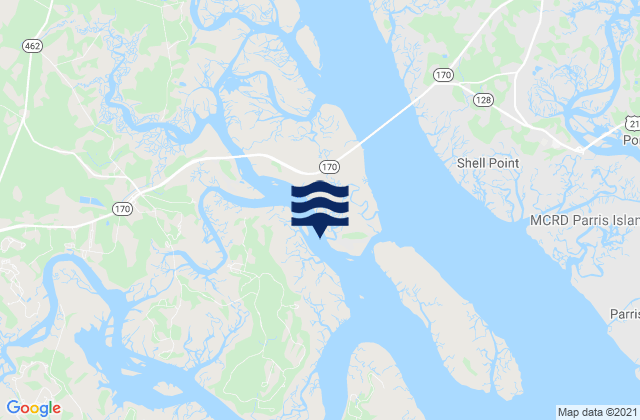 Mapa da tábua de marés em Lemon Island South Chechessee River, United States