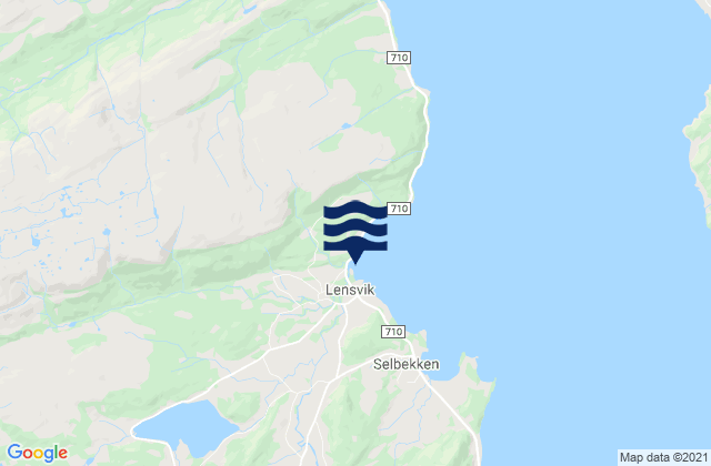 Mapa da tábua de marés em Lensvik, Norway