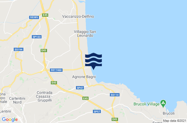 Mapa da tábua de marés em Lentini, Italy