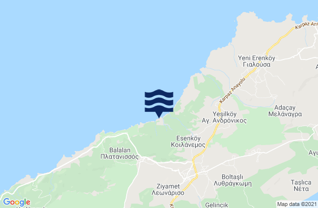Mapa da tábua de marés em Leonárisso, Cyprus