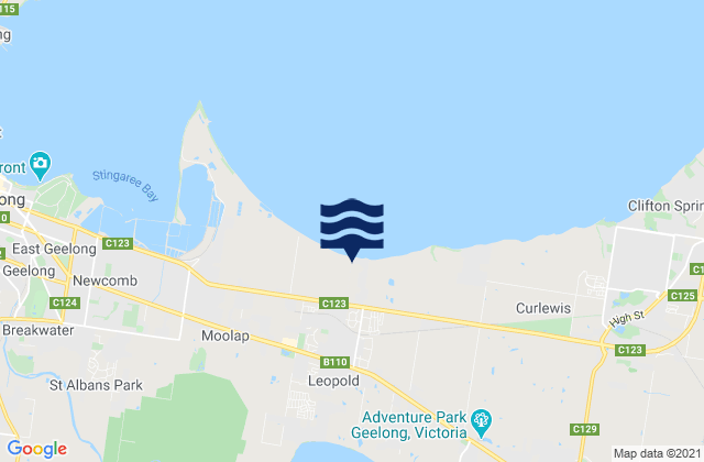 Mapa da tábua de marés em Leopold, Australia