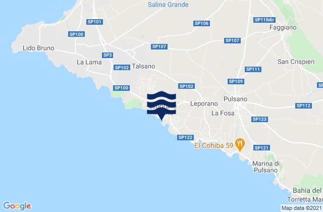 Mapa da tábua de marés em Leporano Marina, Italy