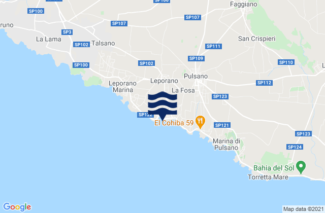 Mapa da tábua de marés em Leporano, Italy