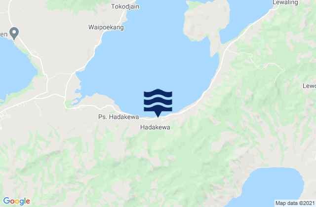 Mapa da tábua de marés em Lerahinga, Indonesia