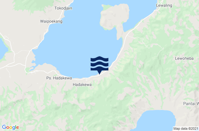 Mapa da tábua de marés em Leramatang, Indonesia