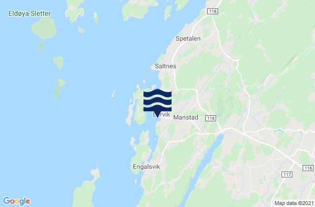 Mapa da tábua de marés em Lervik, Norway