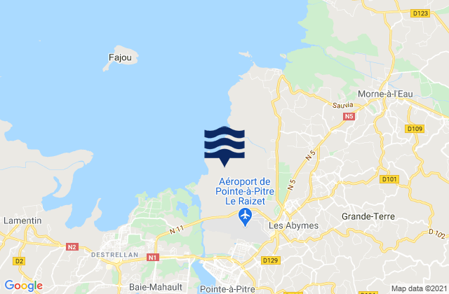 Mapa da tábua de marés em Les Abymes, Guadeloupe