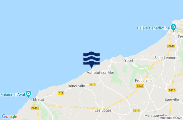 Mapa da tábua de marés em Les Loges, France