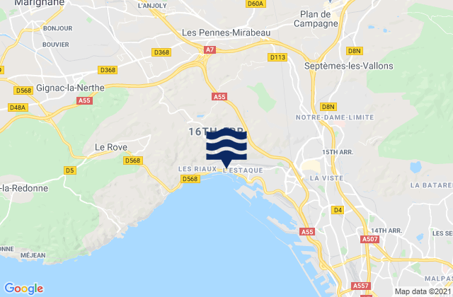 Mapa da tábua de marés em Les Pennes-Mirabeau, France