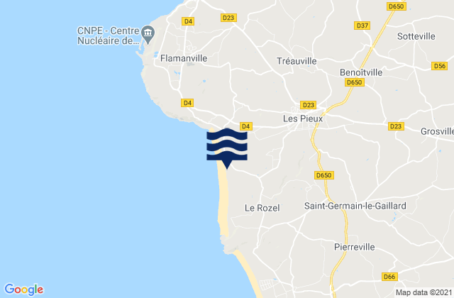 Mapa da tábua de marés em Les Pieux, France