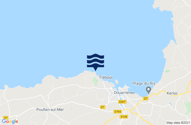 Mapa da tábua de marés em Les Roches Blanches (Pointe Leyde), France
