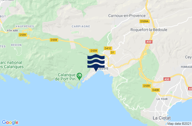 Mapa da tábua de marés em Les Roches Blanches, France