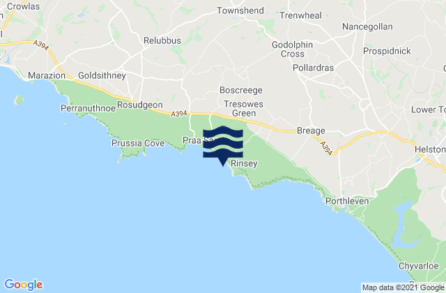 Mapa da tábua de marés em Lesceave Rocks Beach, United Kingdom