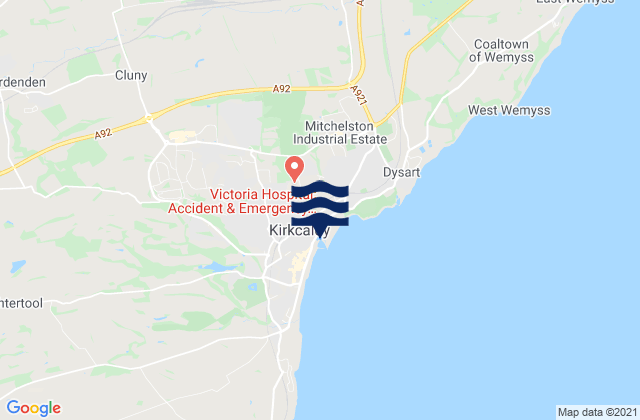 Mapa da tábua de marés em Leslie, United Kingdom
